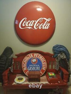Original Porcelain Coca-Cola Advertising Sign 48 In Porcelain Coke Button