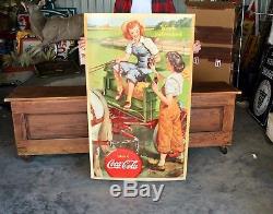 Original Rare 1943 Coca Cola War Time Cardboard Advertising Poster Sign