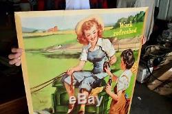 Original Rare 1943 Coca Cola War Time Cardboard Advertising Poster Sign