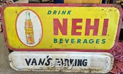 Original Rare 1950's Large NEHI Soda Pop Bottle 52 x 34 Metal Sign