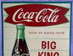 Original Robertson 1950's Coca-Cola Fishtail Metal / Tin Sign 19 1/2 x 28
