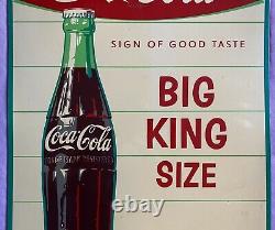 Original Robertson 1950's Coca-Cola Fishtail Metal / Tin Sign 19 1/2 x 28