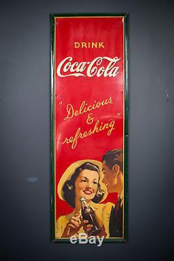 Original Scarce 1940's Coca Cola Tin Sign