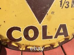 Original V3 Vess Coca Cola Soda Pop Bottle Cap Metal Sign 29 1950s Vintage
