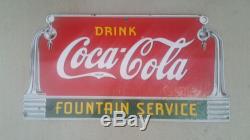 Original Vintage 1930's Coca Cola Fountain Service Soda Pop 27 Porcelain Sign