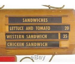 Original Vintage 1940's Coca Cola Menu Board Diner Restaurant Sign