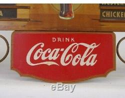 Original Vintage 1940's Coca Cola Menu Board Diner Restaurant Sign