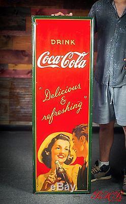 Original Vintage 1940's Coca Cola Tin Sign -WOW