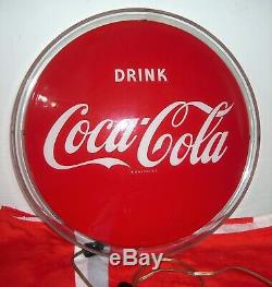 Original Vintage 1950's Coca-cola Round Lightup Advertising Sign Works