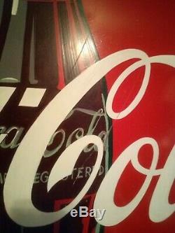 Original Vintage 1950s 36 inch Coca-Cola Porcelain Advertising Button Sign