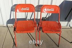 Original Vintage 1960's Coca Cola Soda Pop Metal Porcelain Top Table & 2 Chairs