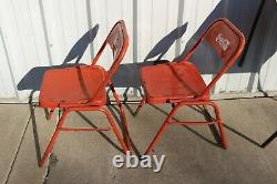 Original Vintage 1960's Coca Cola Soda Pop Metal Porcelain Top Table & 2 Chairs