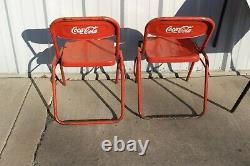 Original Vintage 1960's Coca Cola Soda Pop Metal Porcelain Top Table & 2 Chairs