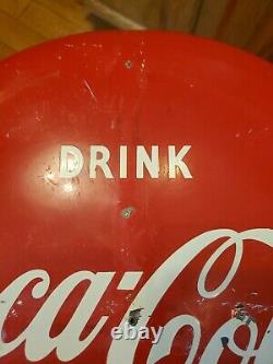 Original Vintage Coca Cola 16 Round Button Sign