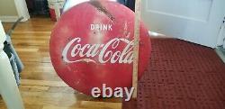 Original Vintage Coca Cola 24 Round Button Sign