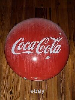 Original Vintage Coca Cola 36 Curved Button Porcelain Enamel Metal Coke Sign