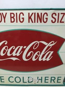 Original Vintage Coca Cola Big King Size Fishtail Sign