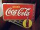 Original Vintage Coca Cola Bottle on Yellow Sun Flange Sign dated 1946
