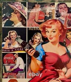 Original Vintage Coca Cola Pin Up Girls Wooden Sign Collage VERY RARE