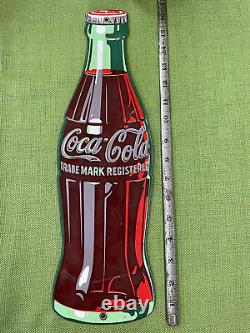 Original Vintage Coca Cola Porcelain Bottle Sign Condition 16 1/4 x 5