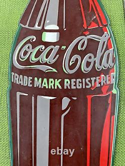 Original Vintage Coca Cola Porcelain Bottle Sign Condition 16 1/4 x 5