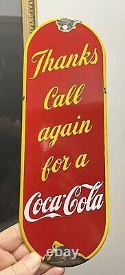 Original Vintage Coca-Cola Porcelain Door Push Plate