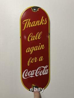 Original Vintage Coca-Cola Porcelain Door Push Plate
