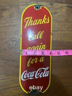 Original Vintage Coca-Cola Porcelain Door Push Plate