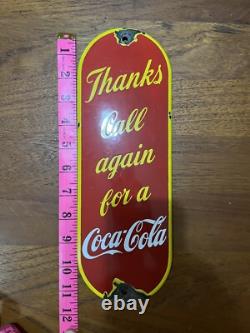 Original Vintage Coca-Cola Porcelain Door Push Plate
