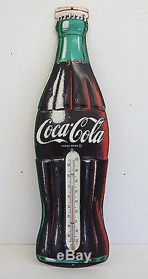 Original Vintage Coca Cola Thermometer Sign Metal Lithograph Working
