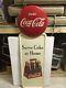 Original Vintage Coca Cola Vertical Serve Coke At Home Pilaster Button Sign