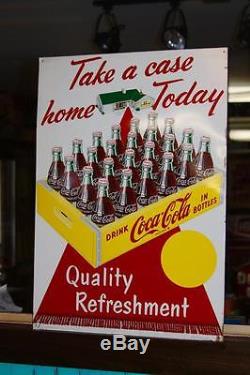 Original Vintage Coke Roll Out the Red Carpet Sign Take a Case Home Today Sign