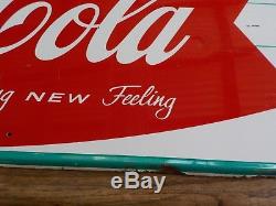 Original Vintage, Tin 1950s-1960s Coca Cola Fishtail Bottle Soda Sign