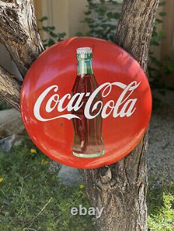 Original''coca-cola'' Soda Pump Button Porcelain Sign 24 Inch