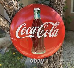 Original''coca-cola'' Soda Pump Button Porcelain Sign 24 Inch