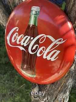 Original''coca-cola'' Soda Pump Button Porcelain Sign 24 Inch