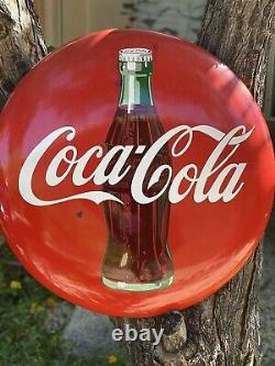 Original''coca-cola'' Soda Pump Button Porcelain Sign 24 Inch