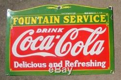 Original old heavy porcelain sign advertising Coca Cola Soda Fountain