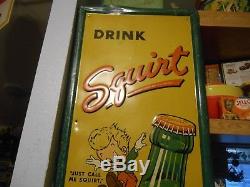 Original rare 1946 embossed squirt soda sign