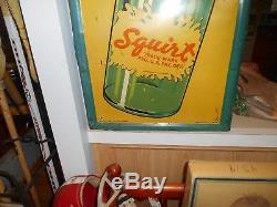 Original rare 1946 embossed squirt soda sign