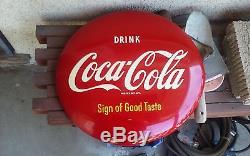 Original sign of good taste coca cola button 16 inch. Am80