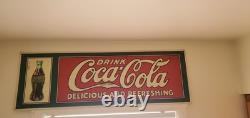 Originql Vintage Coca-Cola Drink Sign Delicious and Refreshing Display 37x12