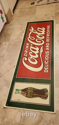 Originql Vintage Coca-Cola Drink Sign Delicious and Refreshing Display 37x12