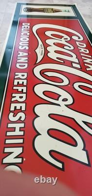 Originql Vintage Coca-Cola Drink Sign Delicious and Refreshing Display 37x12