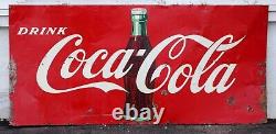 Outstanding Large Vintage 1950s Coca Cola Coke Metal Sign 67 x 32 Inches