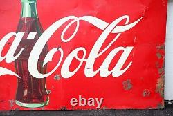 Outstanding Large Vintage 1950s Coca Cola Coke Metal Sign 67 x 32 Inches