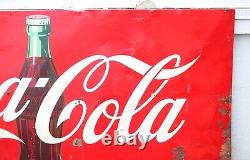 Outstanding Large Vintage 1950s Coca Cola Coke Metal Sign 67 x 32 Inches