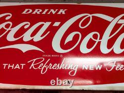 Outstanding Original 1950's Fishtail Coca Cola 6ft Porcelain Sled Sign
