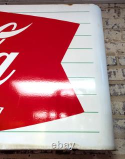 Outstanding Original 1950's Fishtail Coca Cola 6ft Porcelain Sled Sign