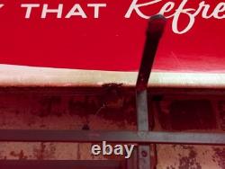 Outstanding Original 1950's Fishtail Coca Cola 6ft Porcelain Sled Sign